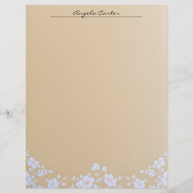 White Floral on Tan Letterhead (Front)