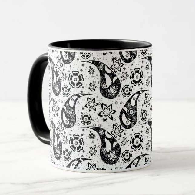 White Floral Paisley Pattern Design  Mug (Creator Uploaded)