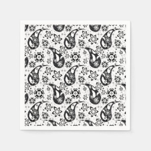 White Floral Paisley Pattern Design Napkin