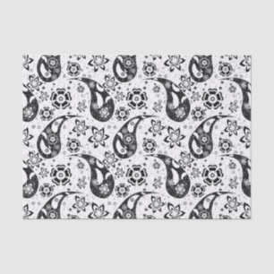 White Floral Paisley Pattern Design  Tissue Paper