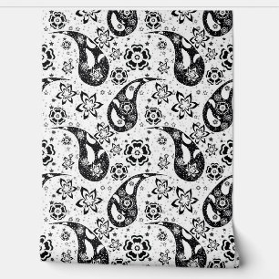 White Floral Paisley Pattern Design Wallpaper