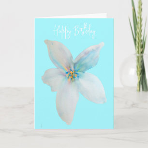White floral pastel flower watercolor card