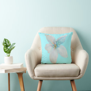White floral pastel flower watercolor cushion