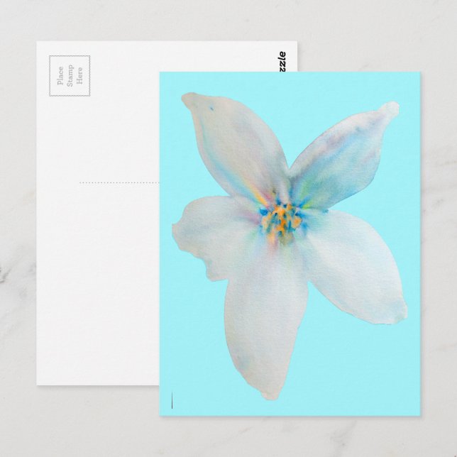 White floral pastel flower watercolor postcard (Front/Back)