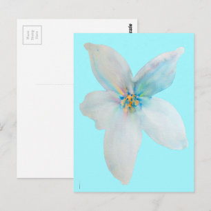 White floral pastel flower watercolor postcard