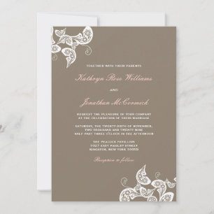 White Floral Peacock Elegant Boho Wedding Invite