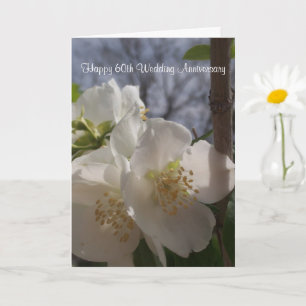 White Floral Personalised 60th Wedding Anniversary Card