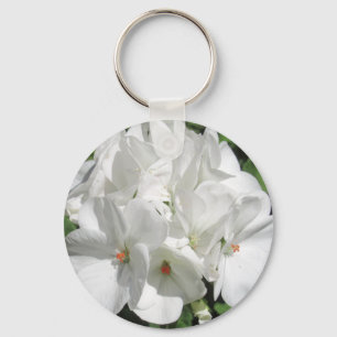 White Floral Photography Key Ring