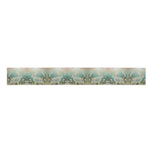 White Floral Rabbit Spring Art  Grosgrain Ribbon