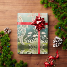 White Floral Rabbit Spring Art