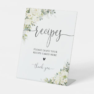 White Floral Recipe Card Sign