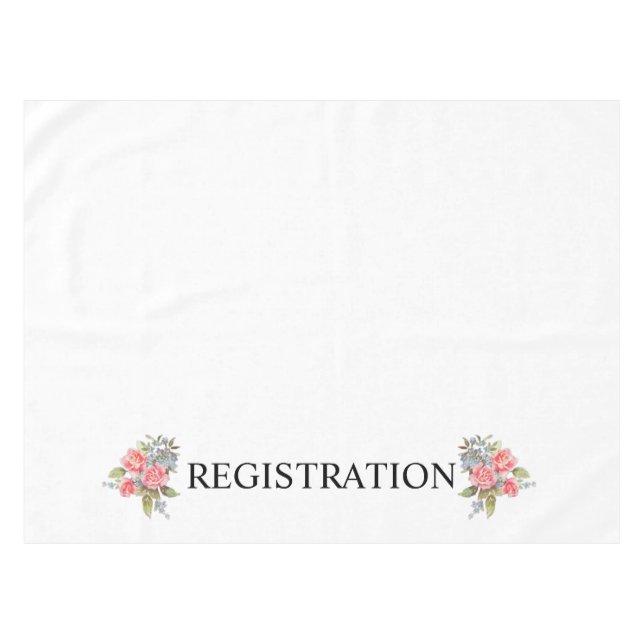White Floral Registration Sign Desk Tablecloth (Front (Horizontal))