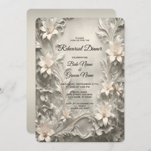White Floral Rehearsal Dinner Invitation