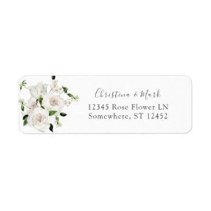 White Floral Return Address Label