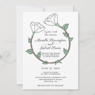 White Floral Ring Wedding Invitation