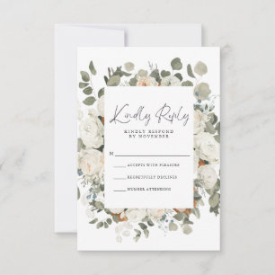 White Floral RSVP Card
