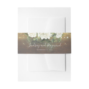 White Floral Rustic Country Wedding Invitation Belly Band