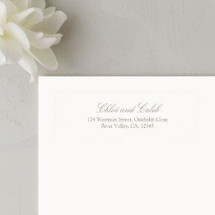 White   Floral Script Return Address Label