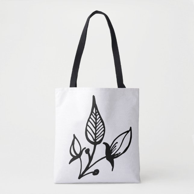 White Floral Shoulder Tote Bag (Front)