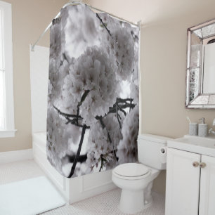 White Floral Shower Curtain
