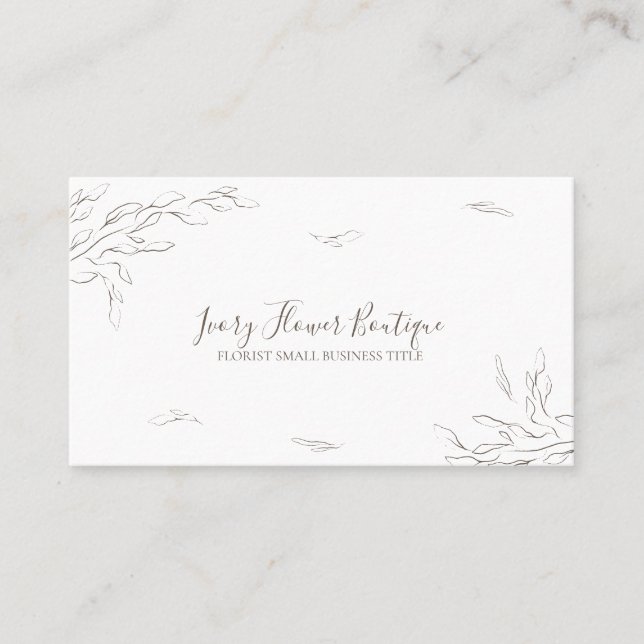 White Floral Simple Boho Event Planner Elegant Business Card (Front)