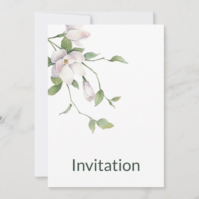 White floral simple, modern, elegant invitation (Front)