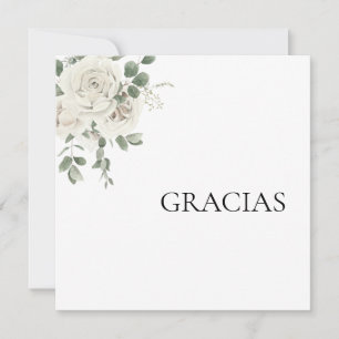 White Floral Spanish Thank You Card