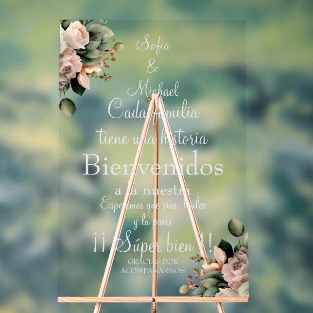 White floral Spanish Wedding Sign (Neutral)