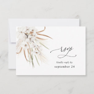 White Floral Summer Boho w Meal RSVP Card