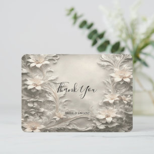 White Floral Thank You Card