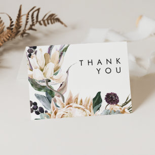 White Floral Thank You Card