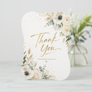 White Floral Thank You Card