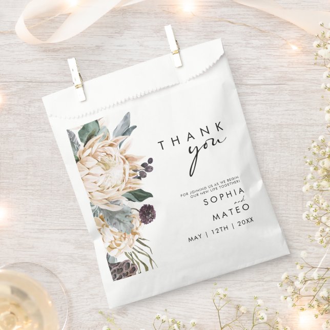 White Floral Thank You Favour Bag (Clipped)