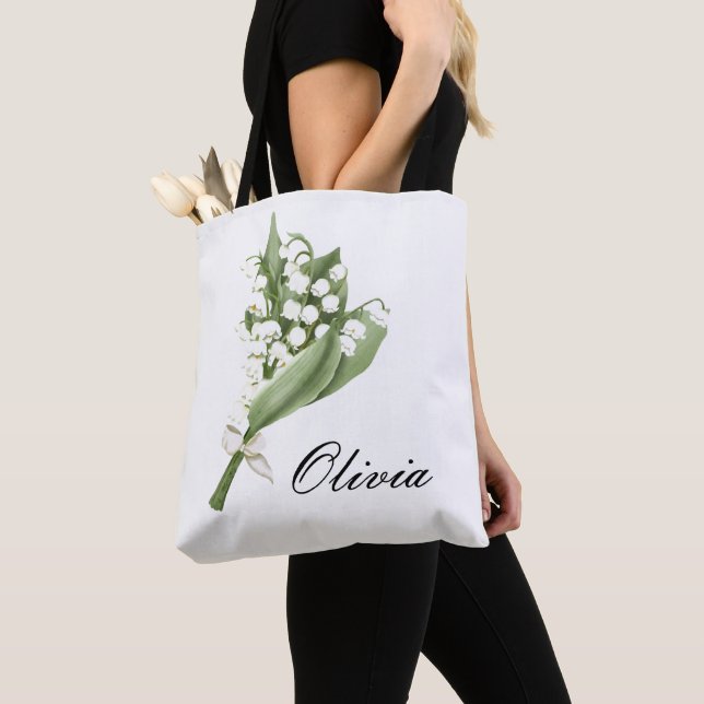 WHITE FLORAL TOTE  BAG (Close Up)