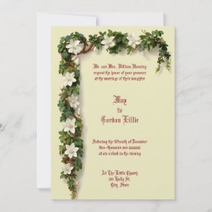 White Floral Vine Border Wedding Invitation