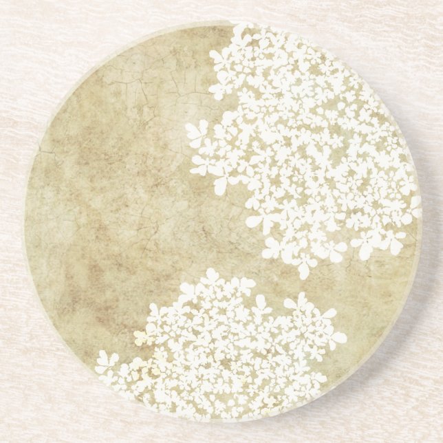 White Floral Vintage Coaster (Front)