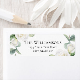 White Floral Vintage Wedding Address Return Labels