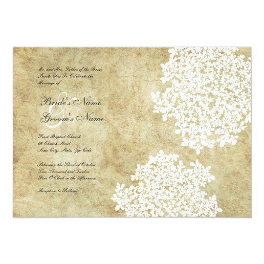 White Floral Vintage Wedding Invitations