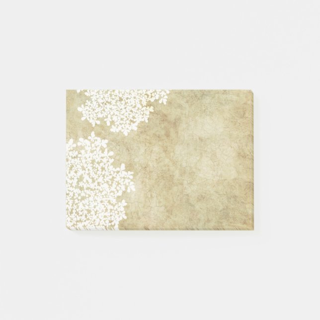 White Floral Vintage Wedding Post-it Notes (Front)