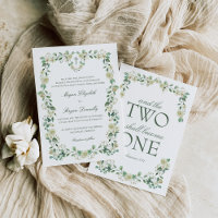 White Floral Watercolor Crest Catholic Wedding