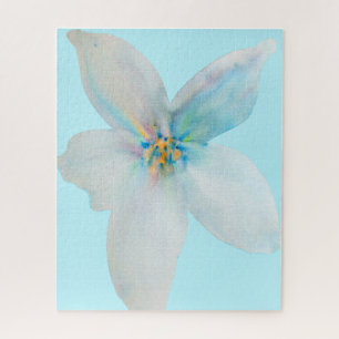White floral watercolor flower pastel jigsaw puzzle