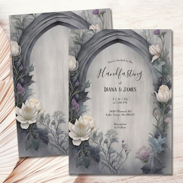 White Floral Watercolor Gothic Pagan Handfasting Invitation (Creator Uploaded)
