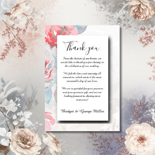 white Floral watercolor wildflower rose wedding Thank You Card