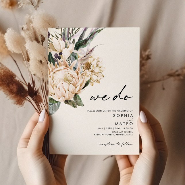White Floral We Do Wedding Invitation (Creator Uploaded)