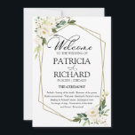 White Floral Wedding Ceremony Program Card<br><div class="desc">A romantic geometric floral wedding ceremony order of service program. Easy to personalize with your details. Check the collection for matching items. CUSTOMIZATION: If you need design customization, please get in touch with me via chat; if you need information about your order, shipping options, etc., please contact directly Zazzle support....</div>