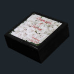 White Floral Wedding Day Keepsake Box CUSTOMIZE IT<br><div class="desc">Close-up of Mountain Laurel pretty white flowers and bits of pink and red.  Bride and Groom Name and Wedding Date in red script.  Click to personalise and put names in order of your preference,  change font style or colour,  or delete image and upload your own.  Original Photography by TamiraZDesigns.</div>
