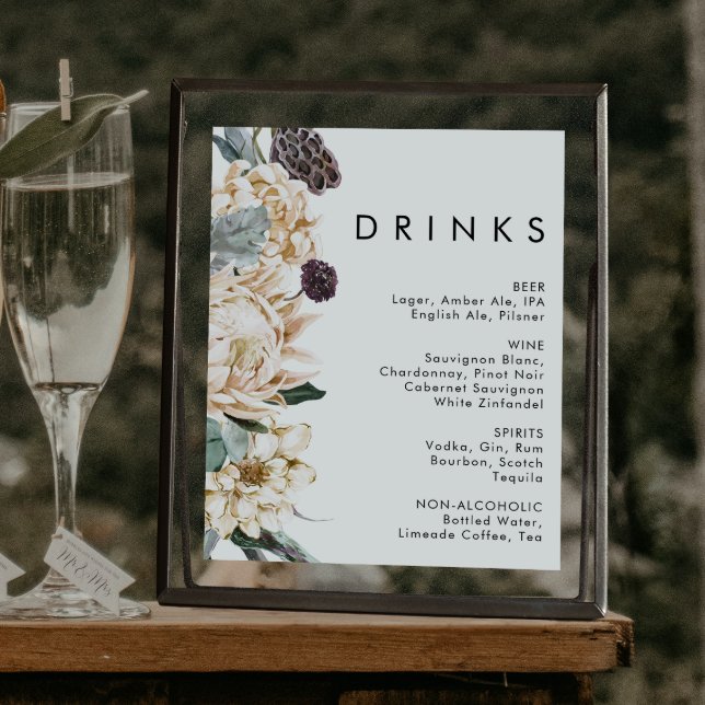White Floral Wedding Drinks Sign (Creator Uploaded)