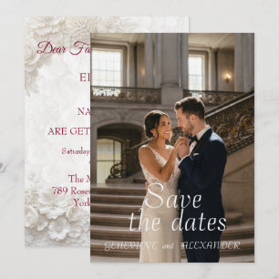 White Floral Wedding Elegant Photo Save The Date