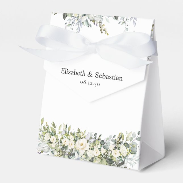 White Floral Wedding Favour Box (Front Side)