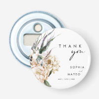 White Floral | Wedding Favour Button Bottle Opener